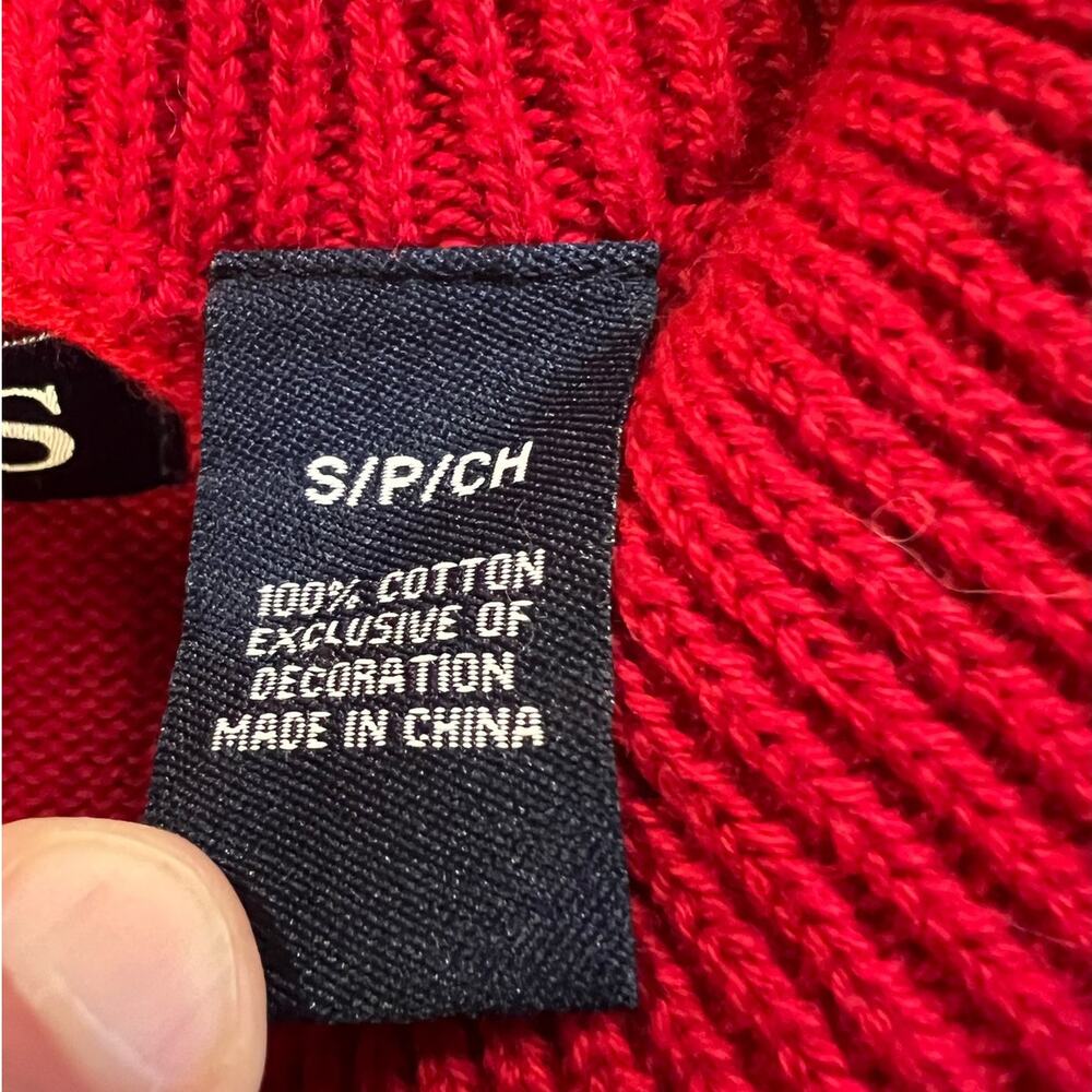 Chaps Men’s Small Red Shawl Collar Sweater Cotton Elbow Patch Preppy - Picture 5 of 8
